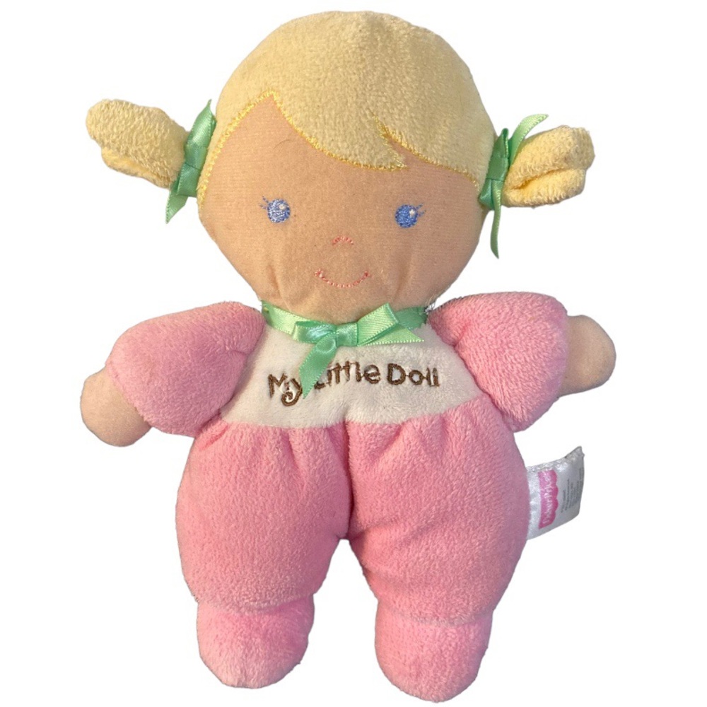 Fisher Price 2013 My Little Doll Pink Plush Pigtails Blond Lovey Baby Toy 7"